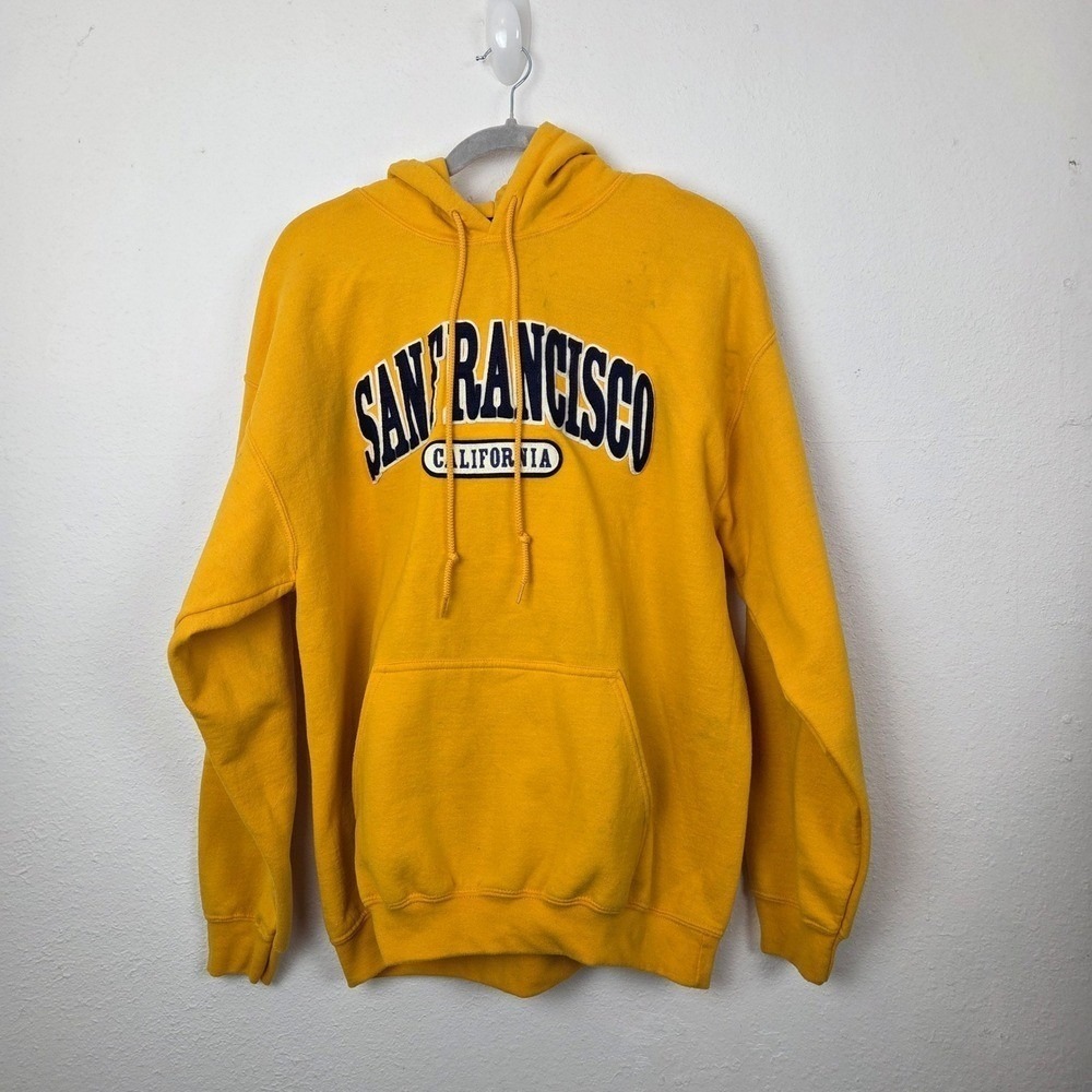 Vintage Gildan‎ San Francisco California Hoodie Men's Large Yellow Pullover